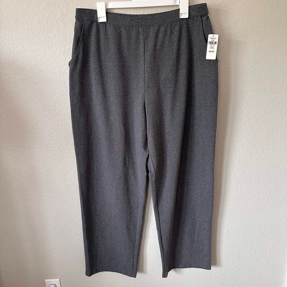 NWT L.L.Bean Perfect Fit Straight Leg Pants Gray Knit Plus Size 1X Athleisure